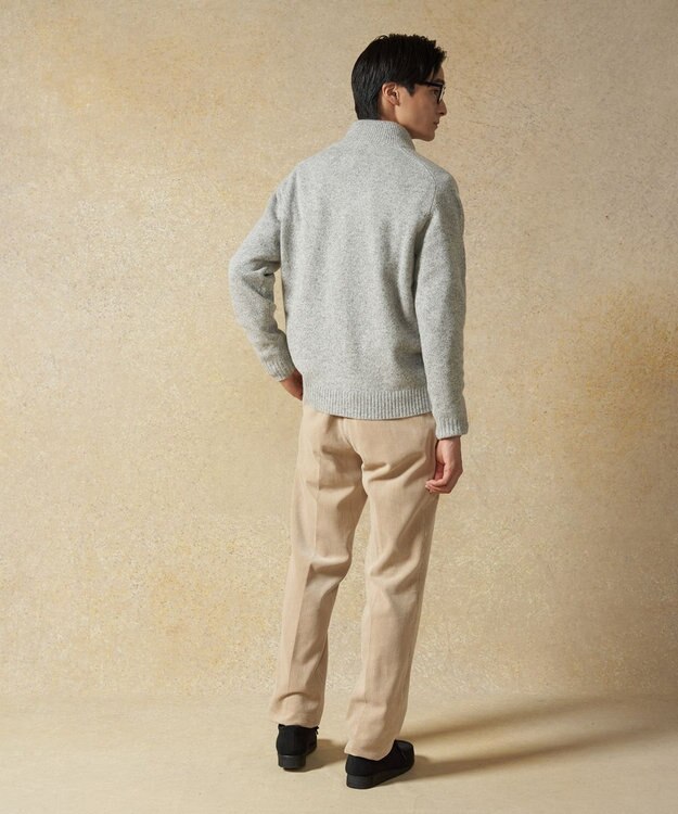 J.PRESS MEN 【Cash Lamb's Wool】ケーブルハーフジップ ニット ライトグレー系
