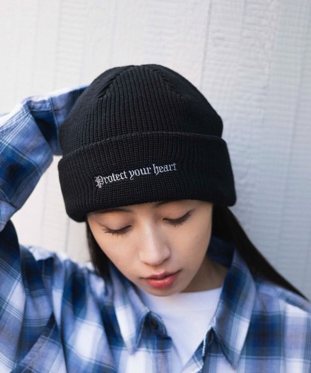 WEGO 【ユニセックス着用ITEM】ロゴショートビーニー ブラック