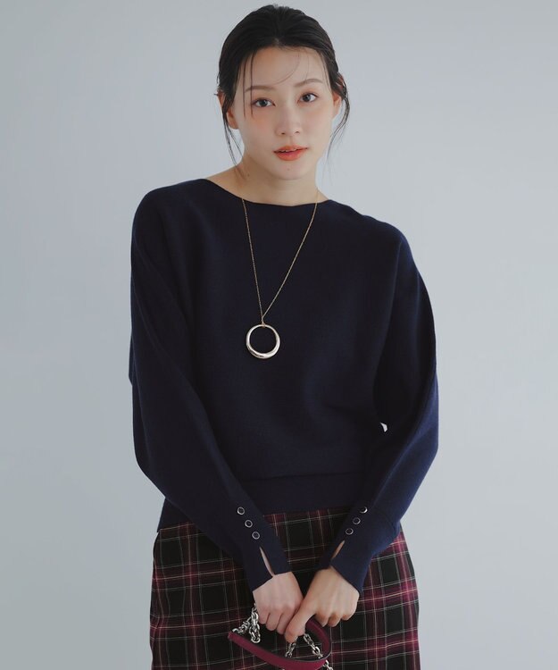 ANY SIS CICA加工 ビューティドルマン ニット ネイビー