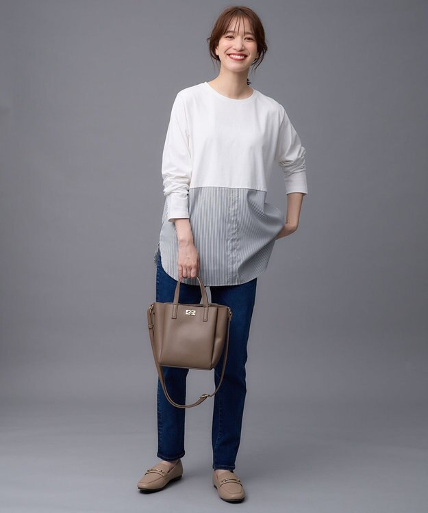 ANY シャツコンビテールＴシャツ ストライプ