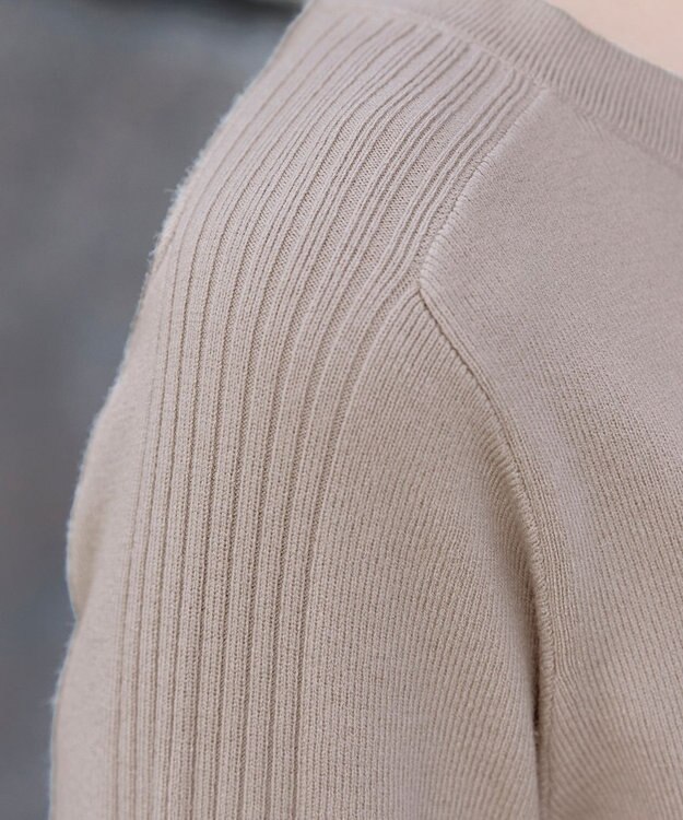 Tiaclasse 【洗える】 配色スリットニットトップス グレージュ