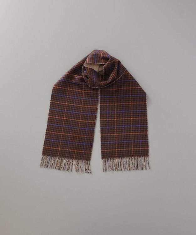 AURORA 【 LANVIN COLLECTION（ランバン コレクション） 】カシミヤ100％リバーシブルチェックマフラー(WASH) ベージュ