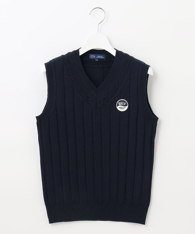 23区GOLF 【WOMEN】コットンアクリル ニットベスト ネイビー系
