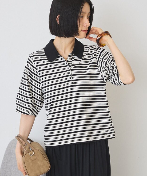 AMERICAN HOLIC ボーダーポロシャツ Black