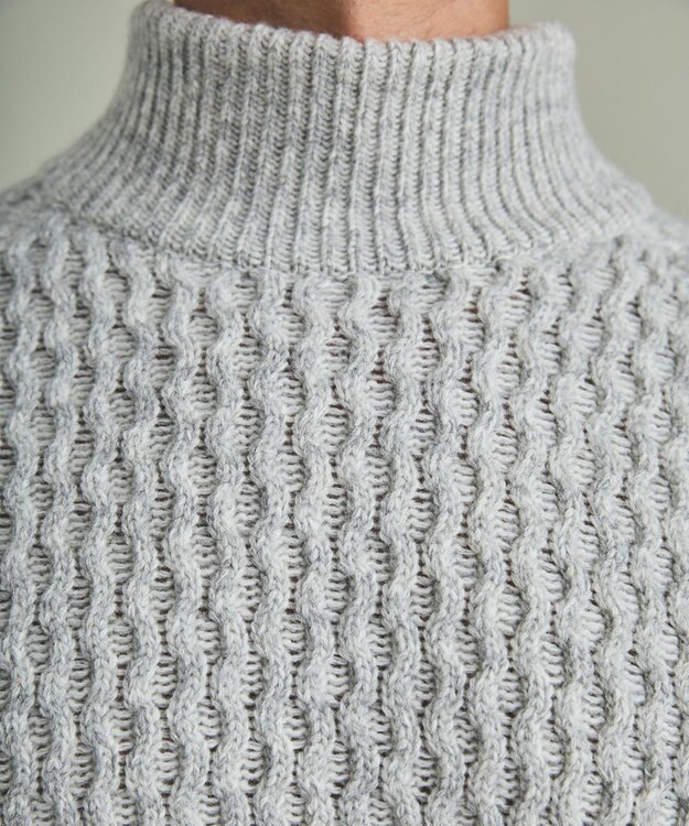 GOTAIRIKU 【LANEROSS】ミドルゲージモックネック ニット ライトグレー系8