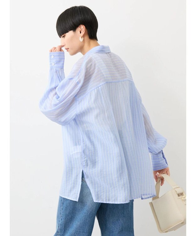 AMERICAN HOLIC シアーＣＯＯＬＷポケットシャツ Stripe Sax