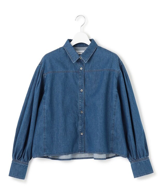 23区 L 【Oggi3月号掲載/洗える】ライトダンガリー クロップド ボリュームスリーブ シャツ インディゴ
