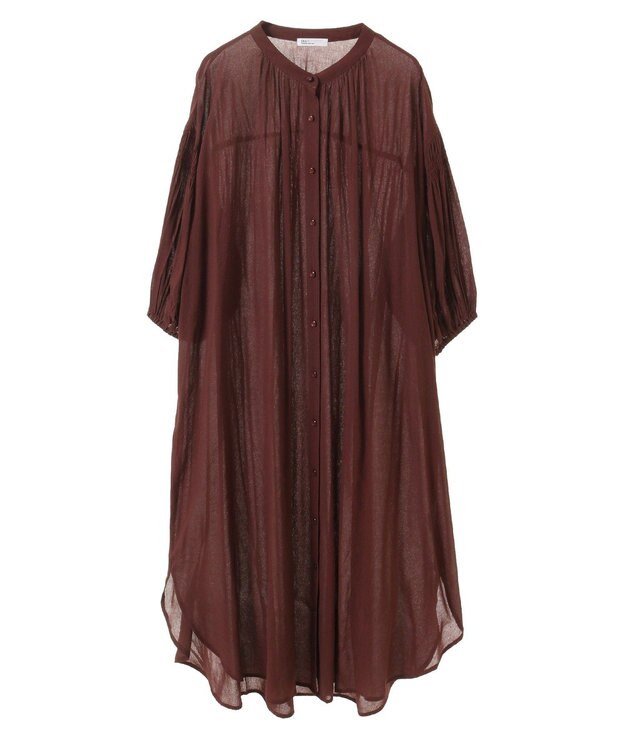 CRAFT STANDARD BOUTIQUE ヴィンテージボイル袖シャーリングワンピース Brown