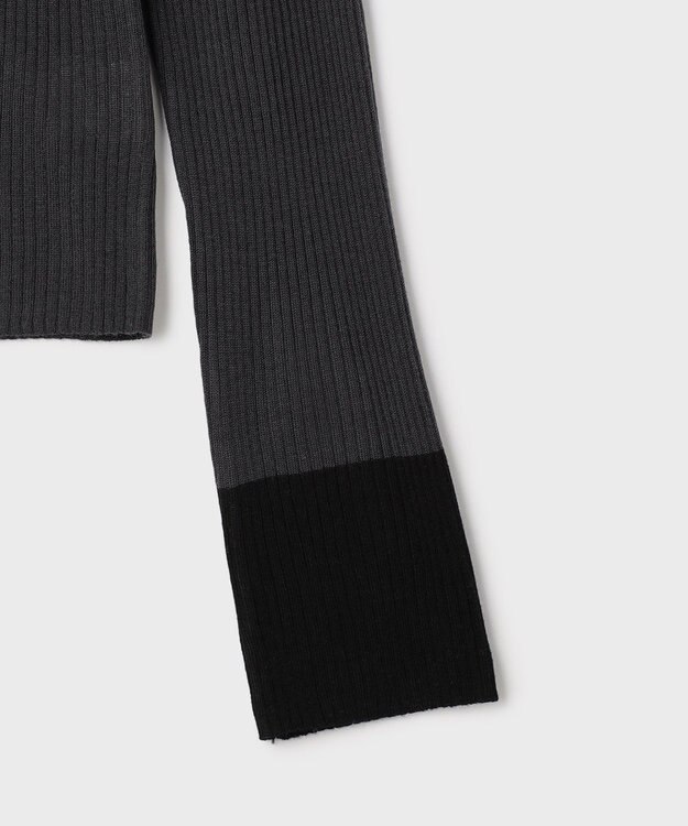 GRACE CONTINENTAL バイカラーリブニットトップ チャコール