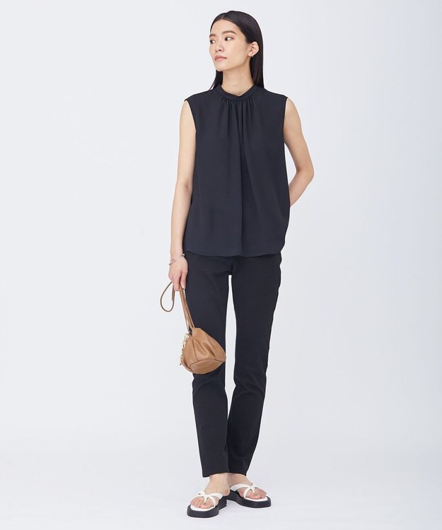 ICB 【WEB限定カラーあり】 Back Satin Amunzen ノースリーブブラウス ブラック系