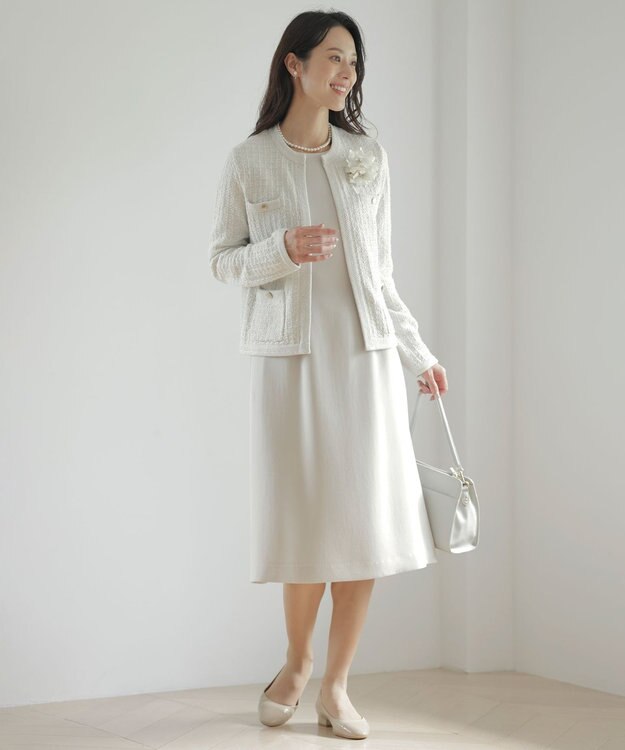 J.PRESS LADIES トリプル コサージュ ホワイト系