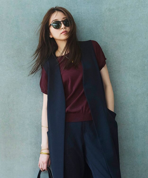 UNFILO 【新色追加！/UVケア/接触冷感/抗菌防臭】スゴ機能 コンパクトニットＴ バーガンディ系