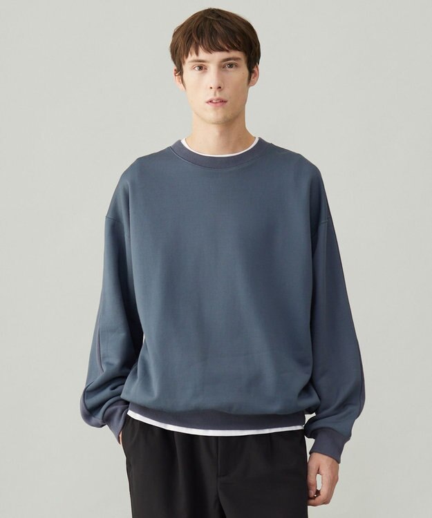 UNFILO MENS ナイロン裏毛 クルーネック ブルー