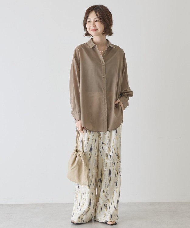 AMERICAN HOLIC 【イージーケア】シアーラウンドシャツ Mocha