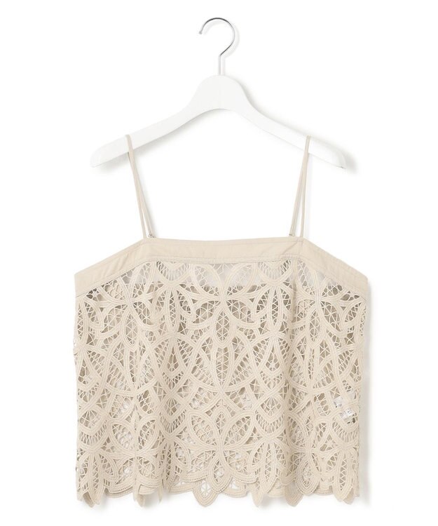 23区 【好評につき新色追加/汗じみ防止】エンブロイダリージャージー レースキャミソール付き カットソー ベージュ系