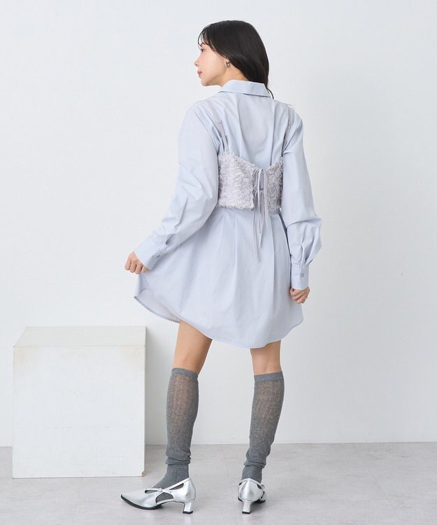 earth music&ecology フリンジミックスチュールビスチェ Light Gray