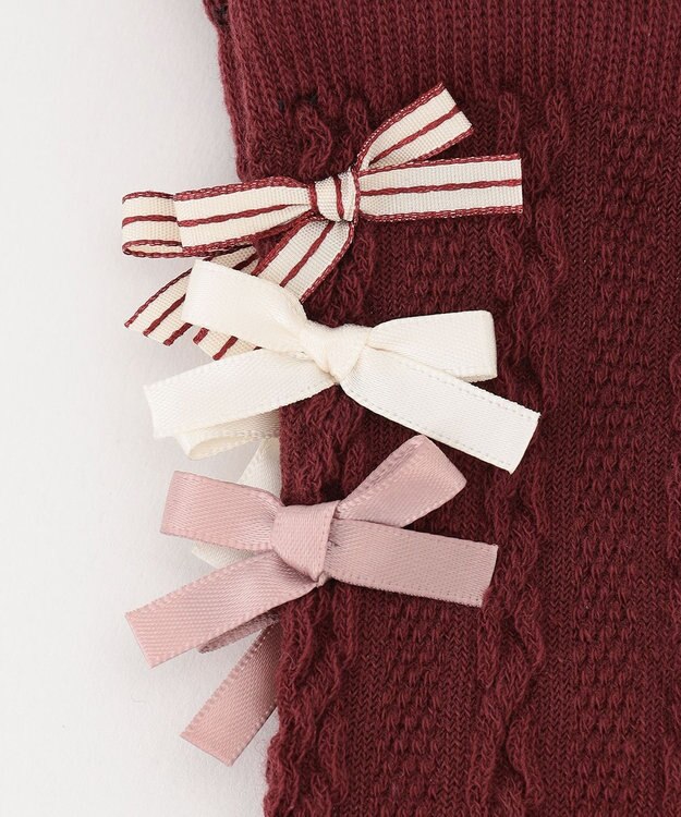 ANY KIDS ハイソックス（ケーブルリボン） ワイン系