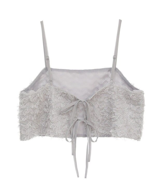 earth music&ecology フリンジミックスチュールビスチェ Light Gray