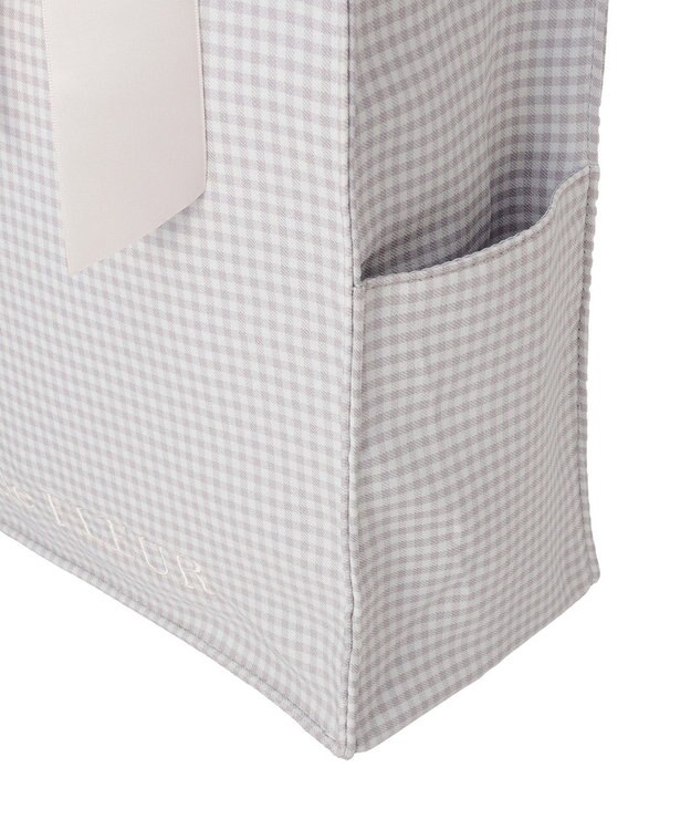 Maison de FLEUR ギンガムリボンスクエアトートバッグ Gray