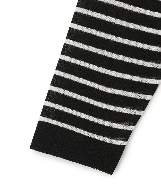 UNFILO シアーフォルムニット ボーダー ブラック×ベージュ