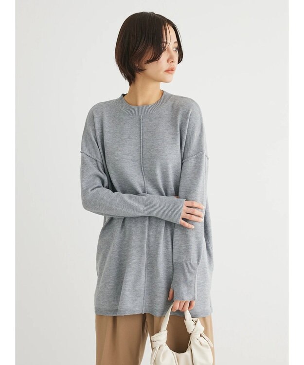 Green Parks もちやわ　ニットチュニック Gray Mixture