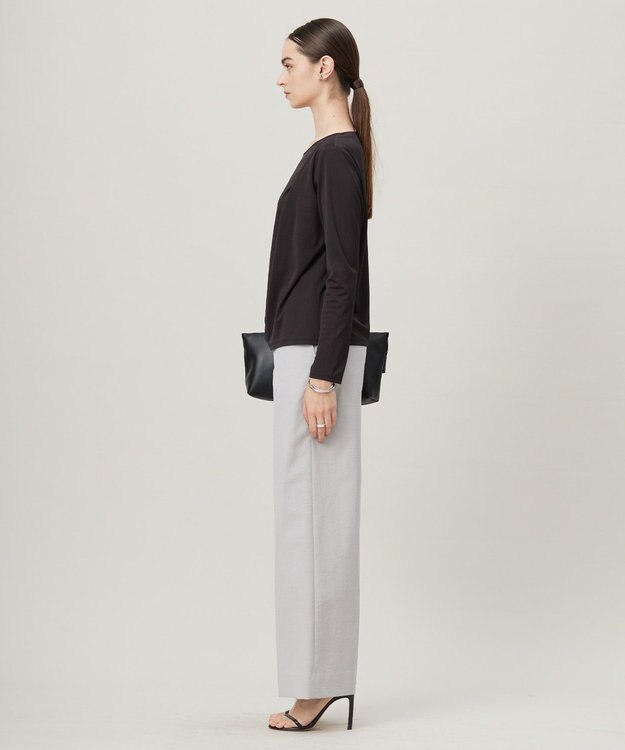 ICB L 【洗える】 PlaXフィラメントジャージー ドレープカットソー ブラック系