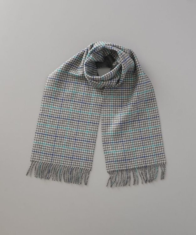 AURORA 【 LANVIN COLLECTION（ランバン コレクション） 】カシミヤ100％リバーシブルチェックマフラー(WASH) チャコールグレー