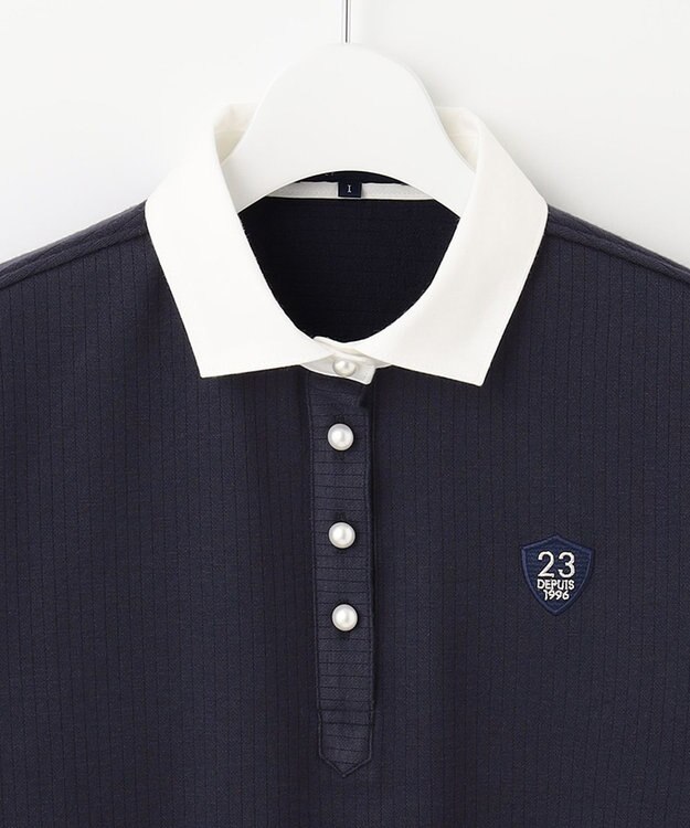 23区GOLF 【WOMEN】【WEB&一部店舗限定】針抜きクレリック 長袖シャツ ネイビー系