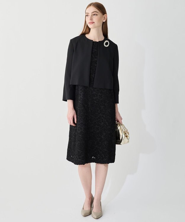 23区 L 【APPLAUDIR】シュエットジャカード ドレス ブラック系