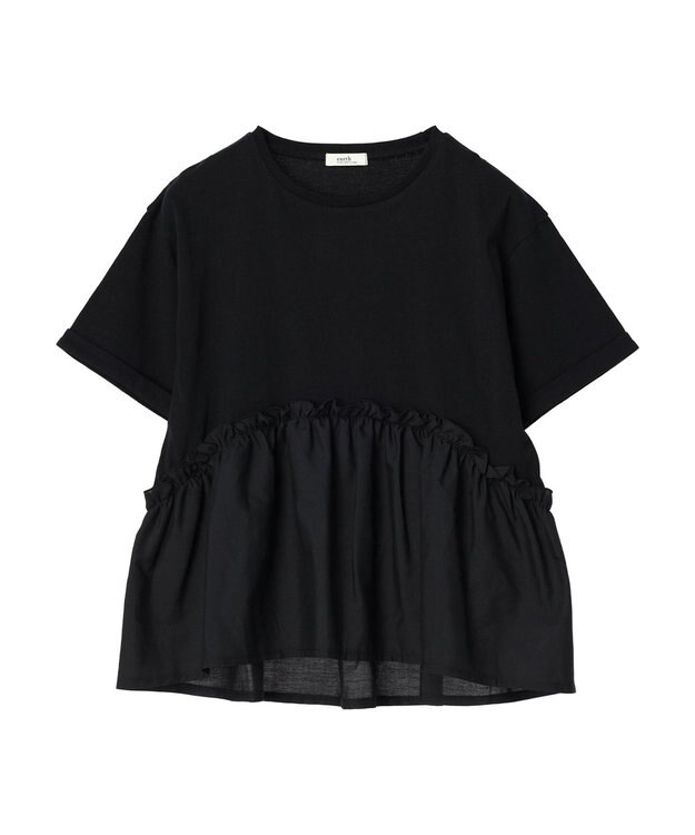 earth music&ecology ドッキングギャザープルオーバー Black