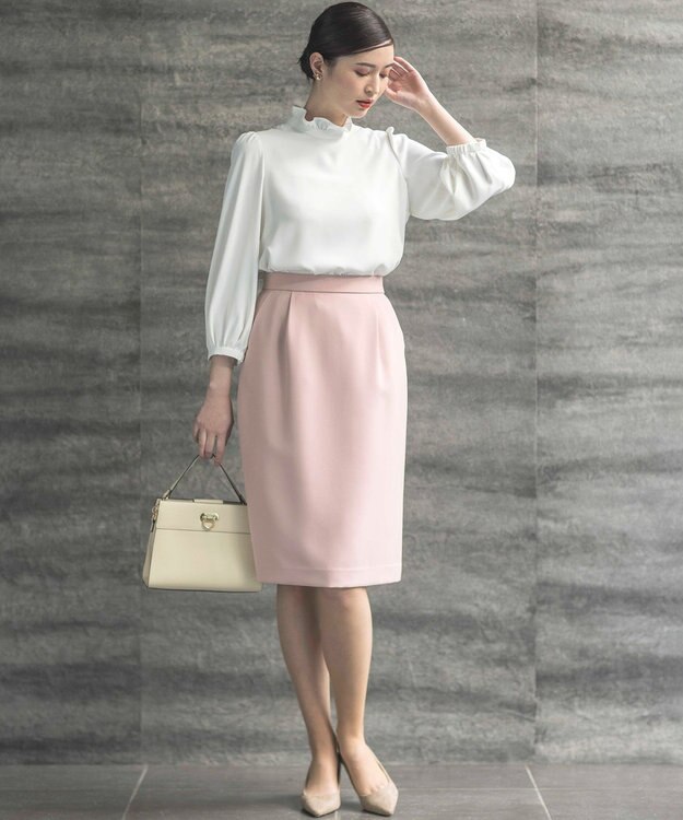 組曲 L 【KUMIKYOKU NAVY】コンフォータブルドレープ コクーンスカート ピンク系