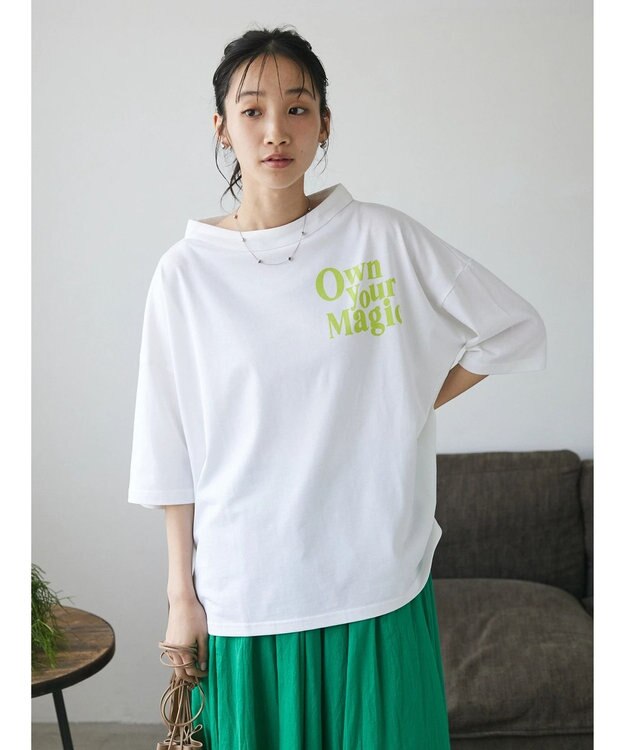 CRAFT STANDARD BOUTIQUE シルケット天竺　ロゴＰＴボトルネックＰＯ　５／Ｓ Off White