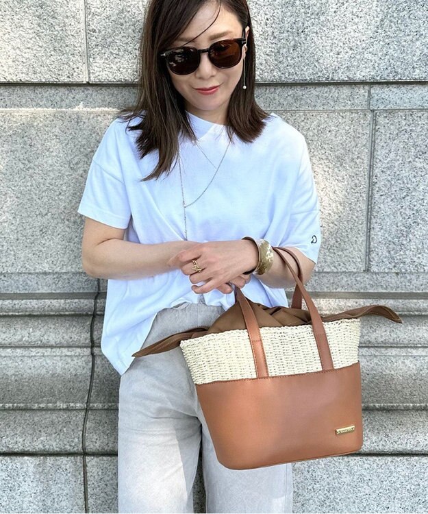 LA BAGAGERIE 【インスタグラマー chiyoさん×LA BAGAGERIE】コンビネーションかごバッグ チョコ