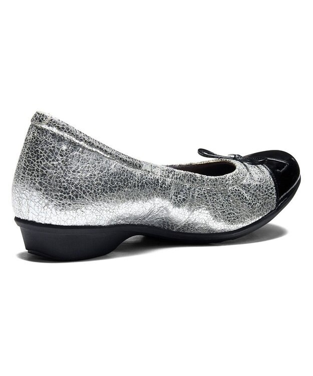 ASICS WALKING ペダラ レディース 2E 2.0cmヒール シルバー×ブラック(エナメル)