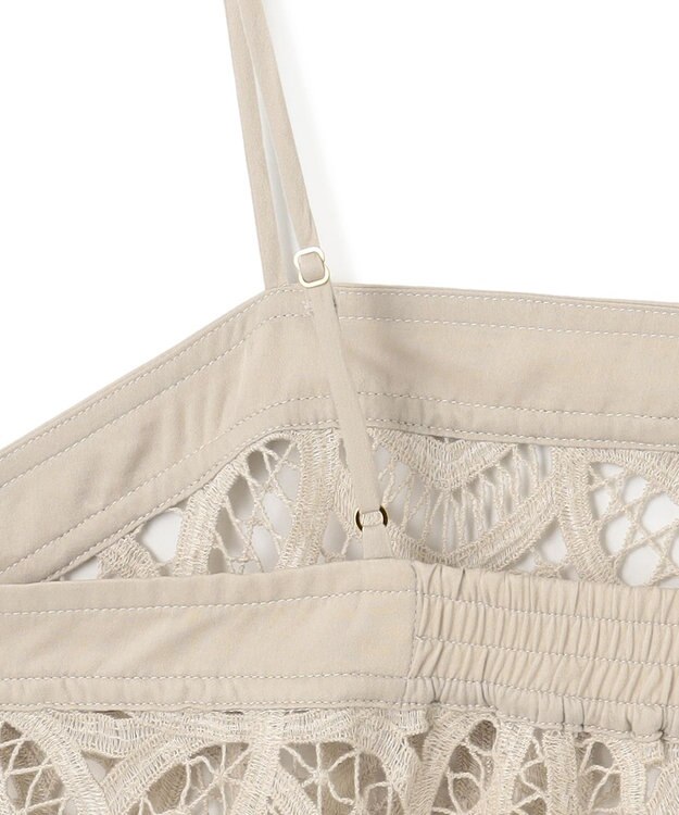 23区 L 【好評につき新色追加/汗じみ防止】エンブロイダリージャージー レースキャミソール付き カットソー ベージュ系