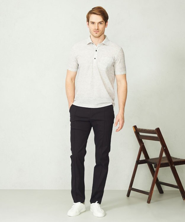 JOSEPH ABBOUD 【吸水速乾/軽量】リネンTOPピケ ポロシャツ ライトグレー系