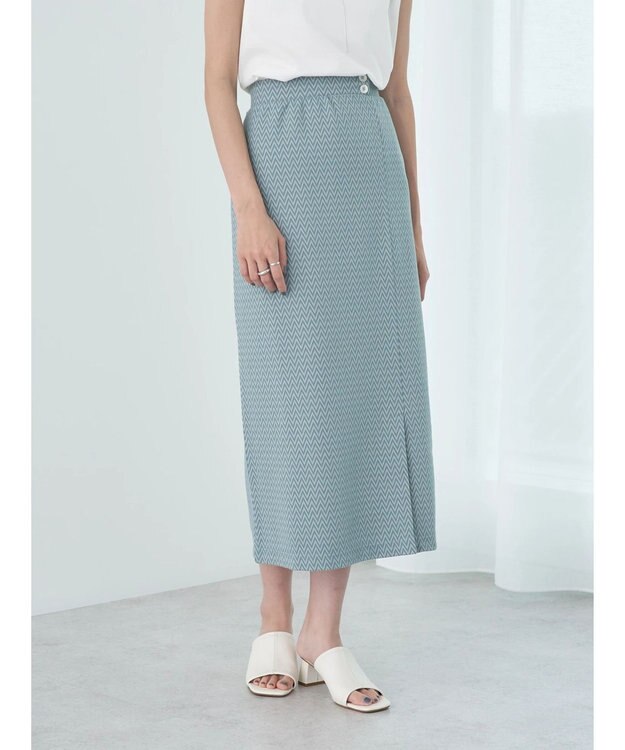 earth music&ecology シェブロン柄タイトスカート Green