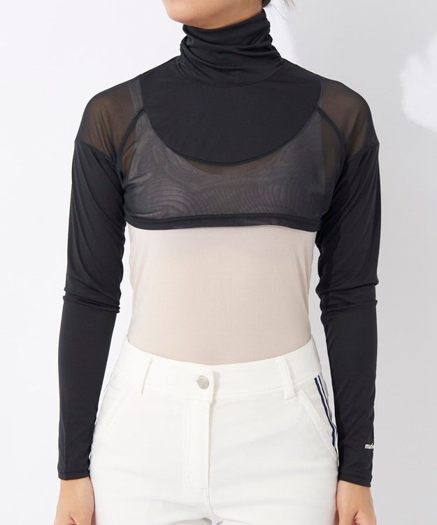 FILA GOLF／marie claire 【Marie claire sports】メッシュ切替ハイネックボレロ丈アンダーシャツ ブラック