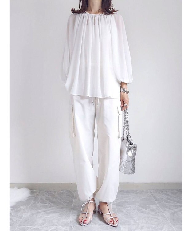 Green Parks AnriettMusee ボリュームシアーブラウス Off White