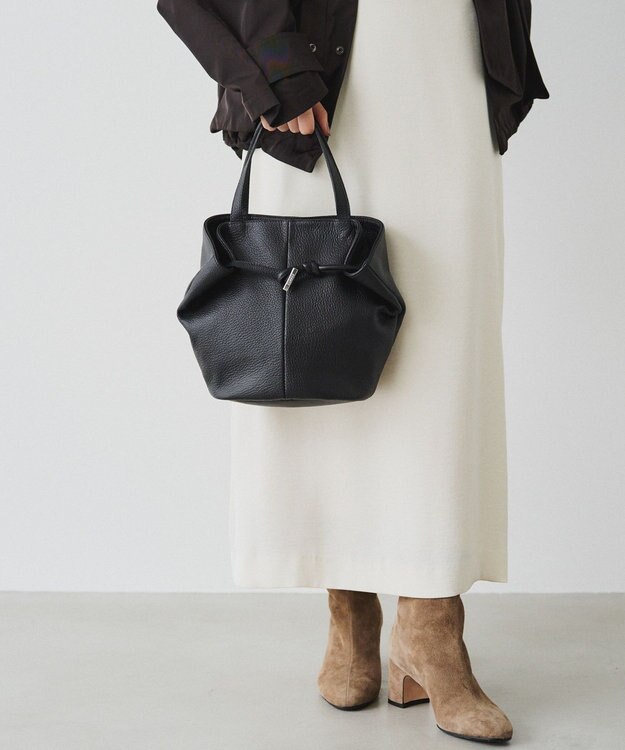 russet レザー2WAYミニトートバッグ(CE-1643) Black