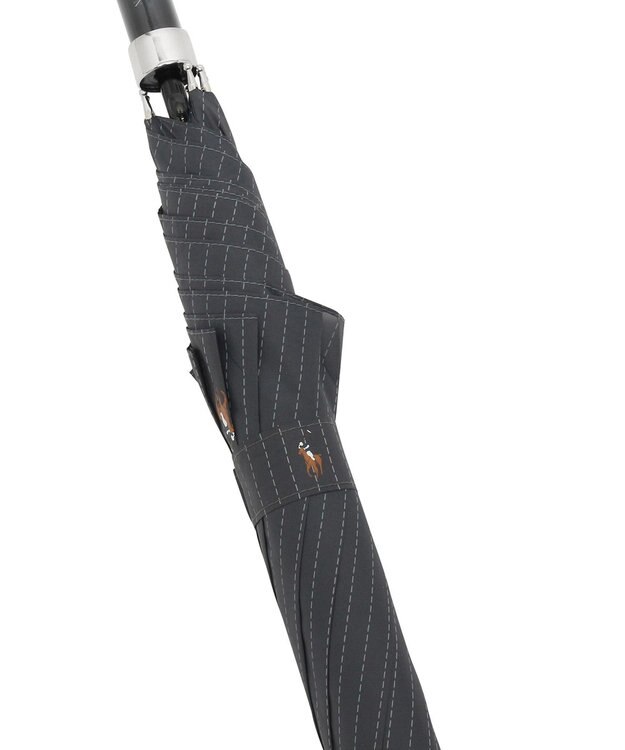 MOONBAT 【大きめ】POLO RALPH LAUREN 長傘 メンズ ストライプ ワンポイント刺繍 70cm ブラック