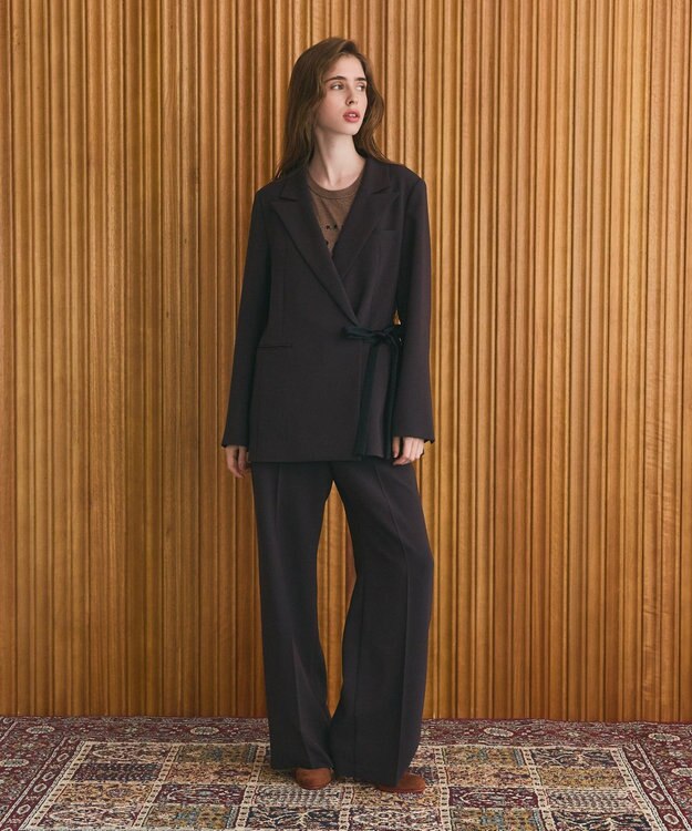 GRACE CONTINENTAL サテンボウ付テーラードジャケット ブラウン