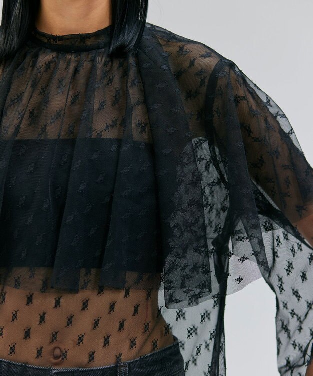 BEIGE， 【洗える・Oggi 11月号掲載】CLOVIS / ケープデザイン総レースブラウス Black