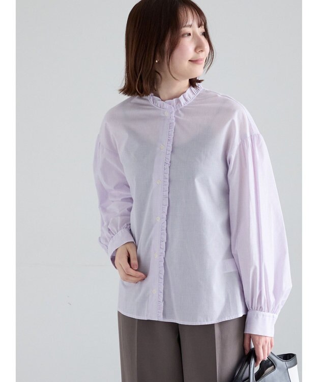 Te chichi パターンアソートスタンドフリルブラウス ラベンダー
