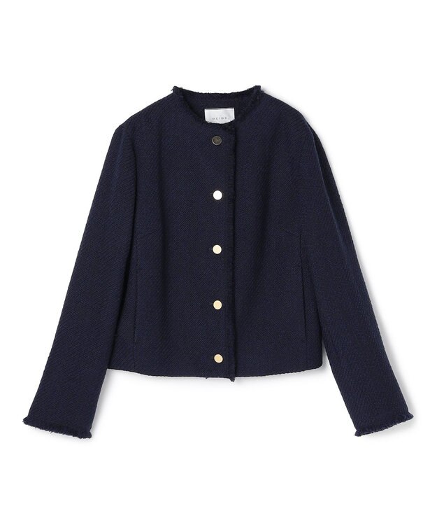 BEIGE， 【Oggi 10月号掲載】MULLIN / ウールツイードメタルボタンノーカラージャケット Midnight