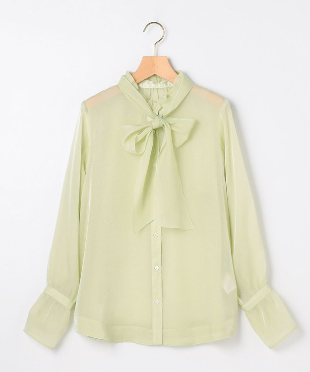 組曲 L 【WEB限定】シャイニーオーガンボウタイ付き ブラウス ライムイエロー系