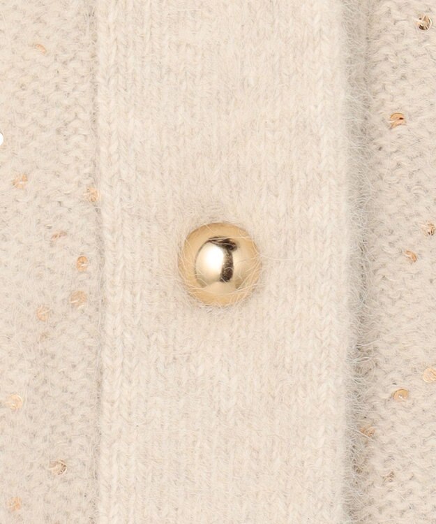 BEIGE， AMARILLO / スパンコールフォックスニットカーディガン Taupe