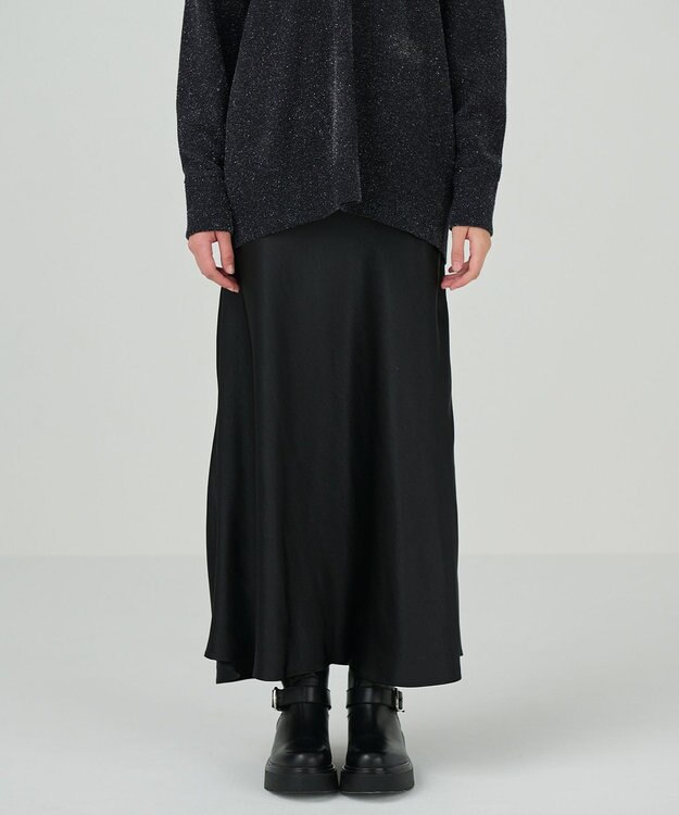 GRACE CONTINENTAL サテンストレッチイージースカート ブラック