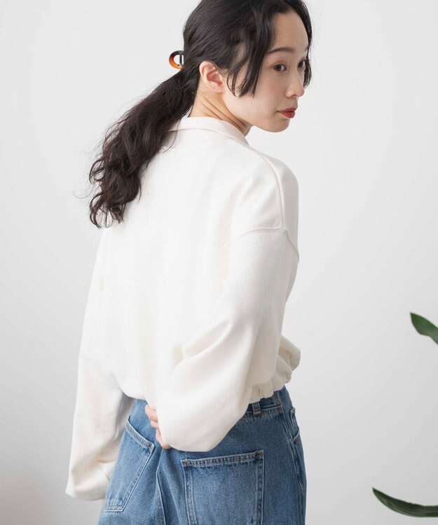 WEGO 【新色追加】ドロストデザインハーフZIPスウェット オフホワイト