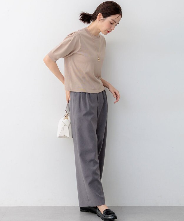 組曲 【先行予約】シアー ニット５分袖 プルオーバー ベージュ系